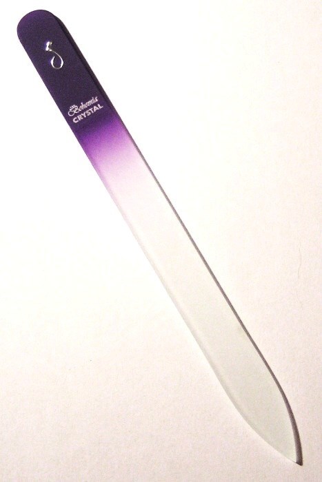BOHEMIA CRYSTAL Sklenený pilník na nechty s potlačou - 140mm - fialový
