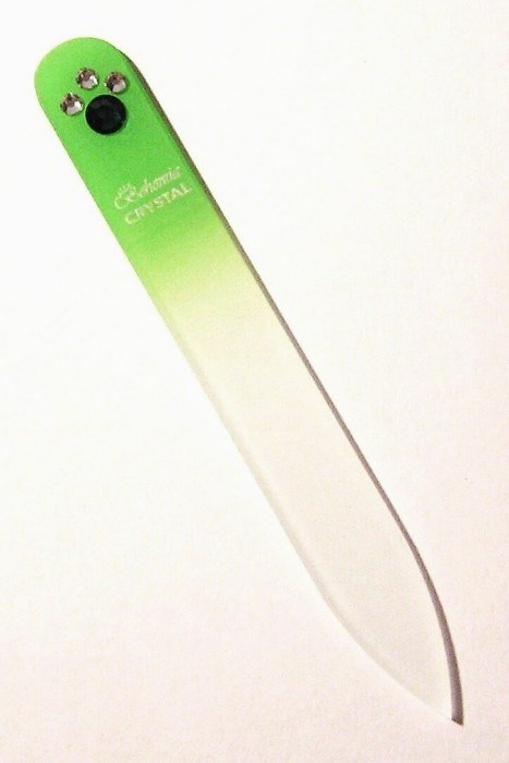 BOHEMIA CRYSTAL Sklenený pilník na nechty Swarovski - 90mm - sv. zelený