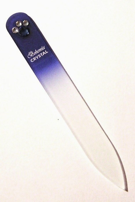 BOHEMIA CRYSTAL Sklenený pilník na nechty Swarovski - 90mm - modrý