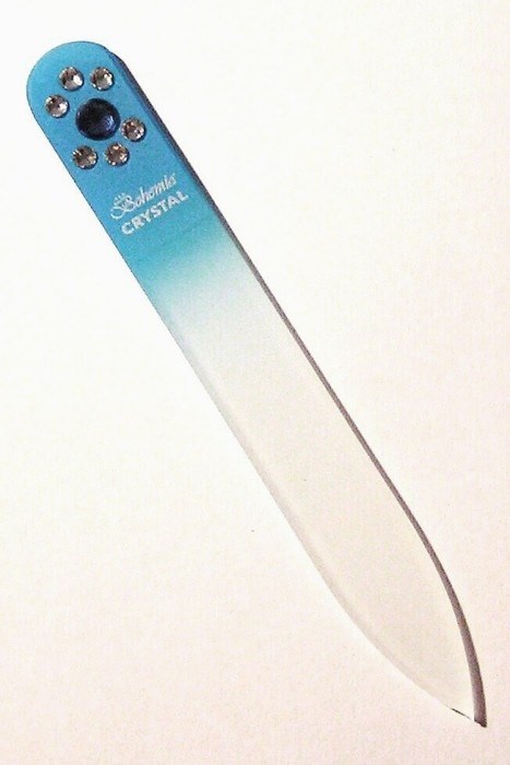 BOHEMIA CRYSTAL Sklenený pilník na nechty Swarovski - 90mm - sv.modrá