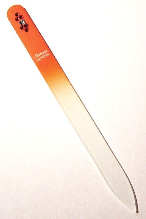 BOHEMIA CRYSTAL Sklenený pilník na nechty Swarovski - 140mm - oranžový