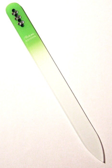 BOHEMIA CRYSTAL Sklenený pilník na nechty Swarovski - 140mm - sv. zelený
