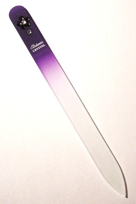 BOHEMIA CRYSTAL Sklenený pilník na nechty Swarovski - 140mm - fialový