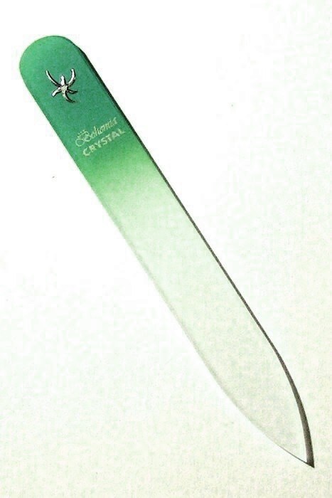 BOHEMIA CRYSTAL Sklenený pilník na nechty s potlačou - 90mm - zelený