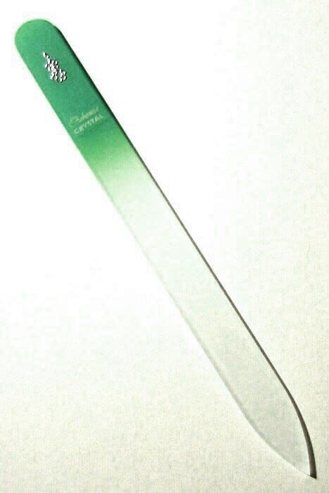 BOHEMIA CRYSTAL Sklenený pilník na nechty s potlačou - 140mm - zelený