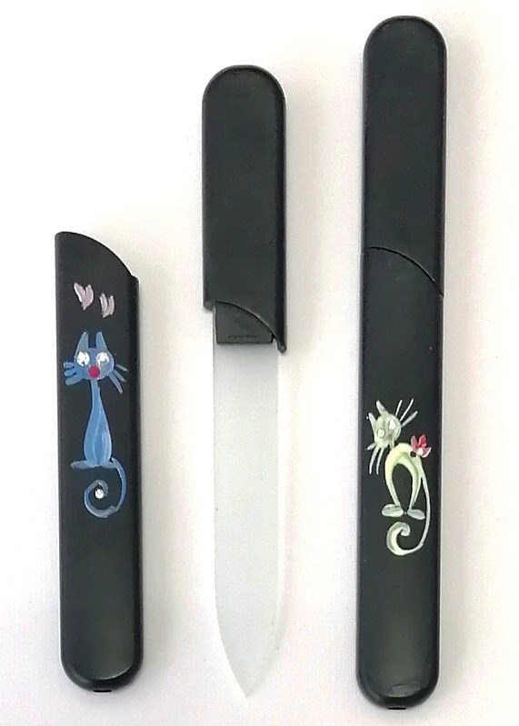 BOHEMIA CRYSTAL Sklenený pilník s krytkou Black - ručne maľovaný s kryštálmi Swarovski
