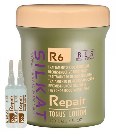 BES Silkat R6 Repair Tonus Lotion 12x10ml - keratínové tonikum pre veľmi poškodené vlasy