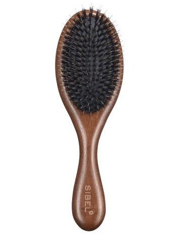 SIBEL Decopad S Oválný dřevěný kartáč na vlasy s kančími a nylonovými štětinami 220x70mm