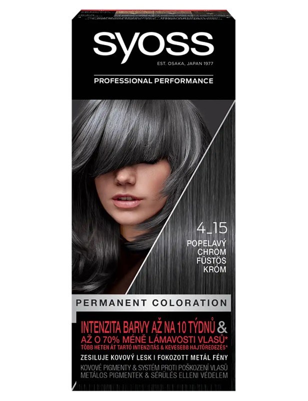 SYOSS Professional Permanentní barva na vlasy Dusty Chrome - popelavý chrom 4-15