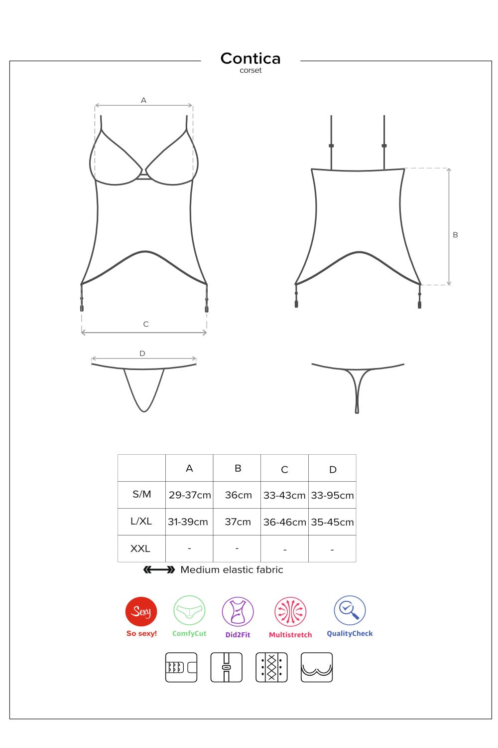 Korzet Obsessive Contica corset - Výprodej
