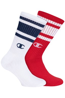 Ponožky CHAMPION CREW SOCKS LEGACY FASHION 2ks, bílá, červená
