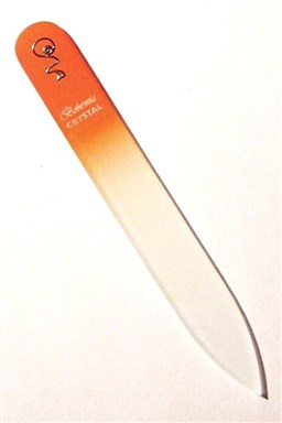 BOHEMIA CRYSTAL Sklenený pilník na nechty s potlačou - 90mm - oranžový