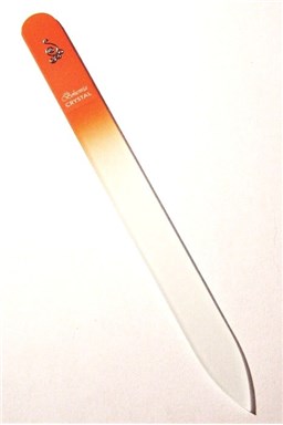 BOHEMIA CRYSTAL Sklenený pilník na nechty s potlačou - 140mm - oranžový