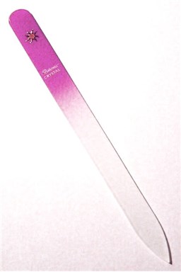 BOHEMIA CRYSTAL Skleněný pilník na nehty s potiskem - 140mm - růžový