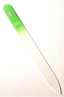 BOHEMIA CRYSTAL Sklenený pilník na nechty s potlačou - 140mm - sv. zelený