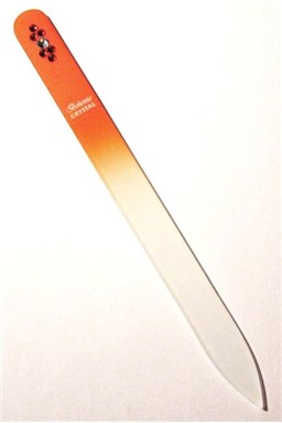 BOHEMIA CRYSTAL Sklenený pilník na nechty Swarovski - 140mm - oranžový