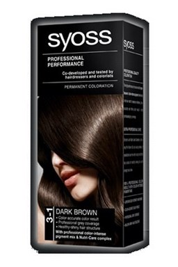 SYOSS Professional Permanentní barva na vlasy Dark Brown - tmavě hnědá 3-1