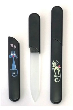 BOHEMIA CRYSTAL Sklenený pilník s krytkou Black - ručne maľovaný s kryštálmi Swarovski