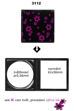DUKO Kozmetika Skladací kadernícke zrkadlo do kabelky obojstranné - serie K vzor kvet