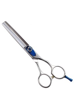 PRE FEEL JAPAN Blue Cobalt EN630 - efilačné profi nožnice na vlasy 6 &#39;- skrutka s kamienkami