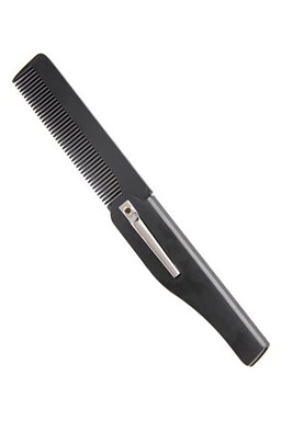 Beard Comb 001BC Black - skladací hrebeň pre úpravu fúzov a brady - čierny