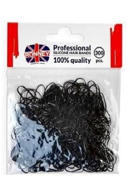 Ronney Profesionálne silikónové gumičky do vlasov 300ks - čierne