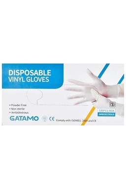 GATAMO M 7-8 Vinyl 100ks - Jednorazové vinylové ochranné rukavice - stredný M