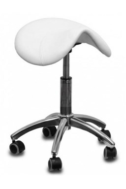 SALON KOMPLET Kadernícky taburet AM-302 Sedlo - ergonomický tvar - biely