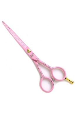 PRO FEEL JAPAN YS-3-55 Pink Butterfly profesionální kadeřnické nůžky na vlasy 5,5' - růžové