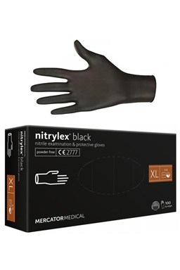 MERCATOR Nitrylex BLACK 100ks XL - nitrilové rukavice pro vícenásobné použití - černé