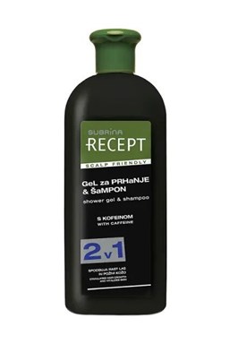 SUBRÍNA Recept Coffein Shower Gel And Shampoo 400ml - kofeinový šampon a sprchový gel 2v1