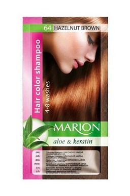 MARION Hair Color Shampoo 64 Hazelnut Brown - farebný tónovací šampón 40ml - oriešková