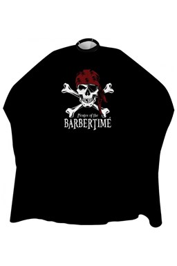 BARBERTIME Crystal Barber Cape - barber pláštenka pirátsky znak - čierna