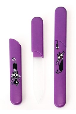 BOHEMIA CRYSTAL Skleněný pilník s krytkou Violet - ručně malovaný s krystaly Swarovski