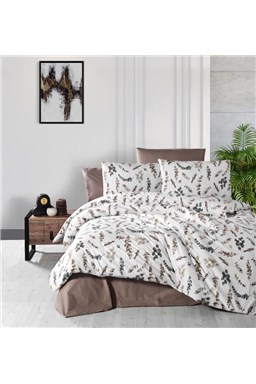 Kvalitex Klasické posteľné flanelové obliečky 140x200, 70x90cm VETVIČKA hnedá